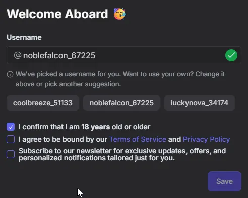 GirlfriendGPT secondary signup step requiring additional details